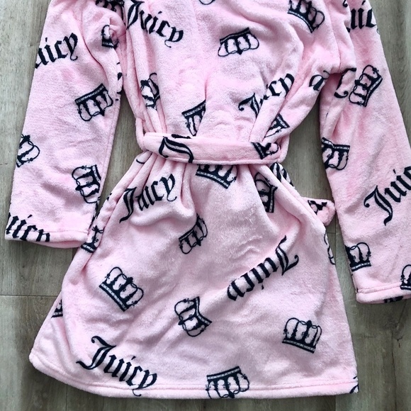 Juicy Couture, Womens, Plush, Shawl, Collar Robe, Pink, Crown Logo, Size S, NEW - Picture 10 of 13